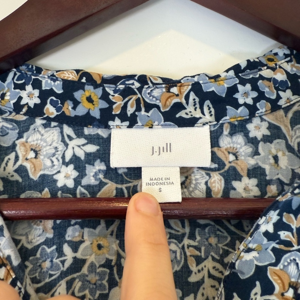 J. Jill Blue and Tan Floral Midi Dress - Picture 3 of 7